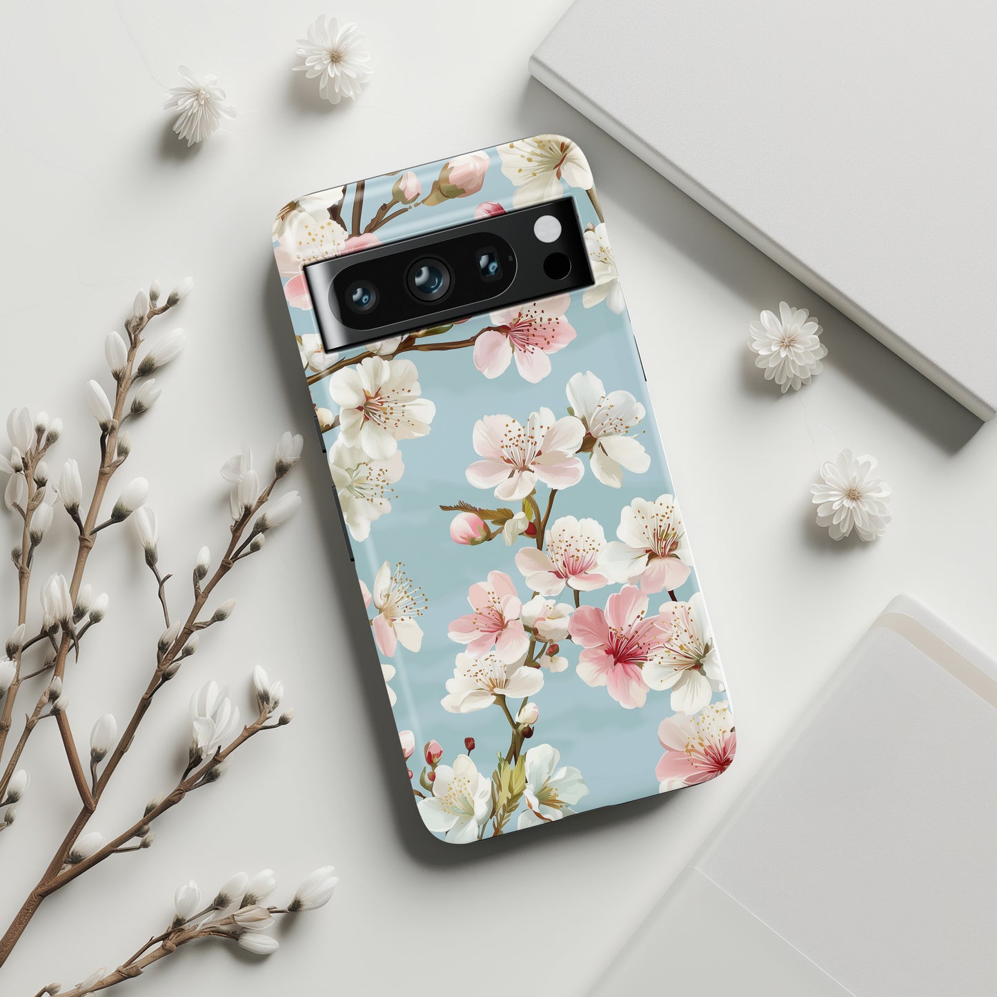 Retro Cherry Blossom Floral Design Google Pixel Phone Case