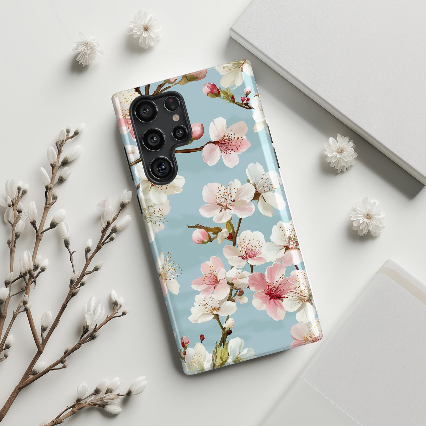 Retro Cherry Blossom Floral Design Case for Galaxy S series Phones