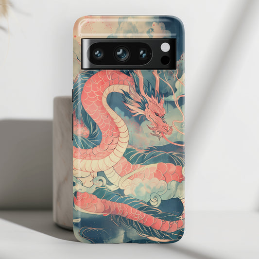 Retro Japanese Pink Dragon Design Google Pixel Phone Case