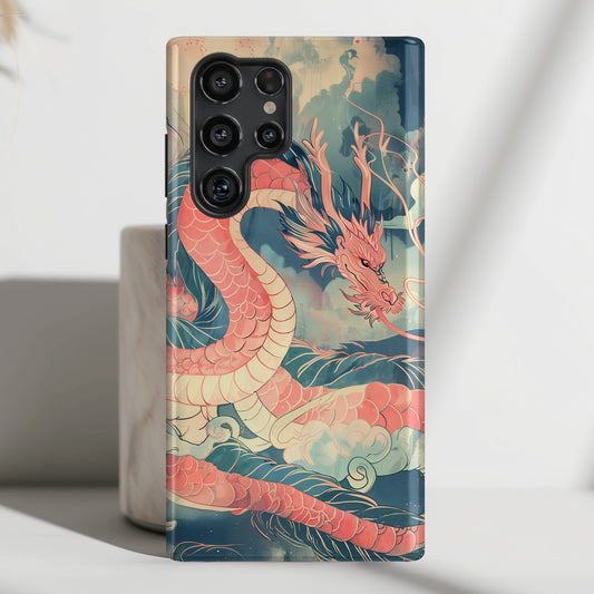 Retro Japanese Pink Dragon Design Samsung Phone Case