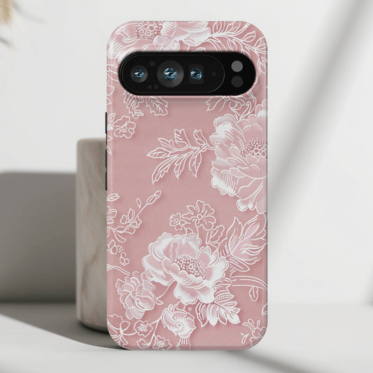 Retro Pink Floral Lace Design Phone Case for Google Pixel