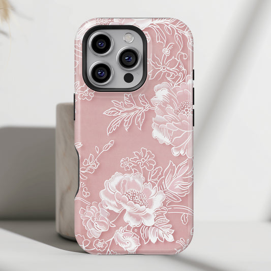 Retro Pink Floral Lace Design iPhone Case