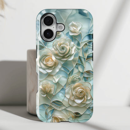 Roses Stained Glass Design Design iPhone Case
