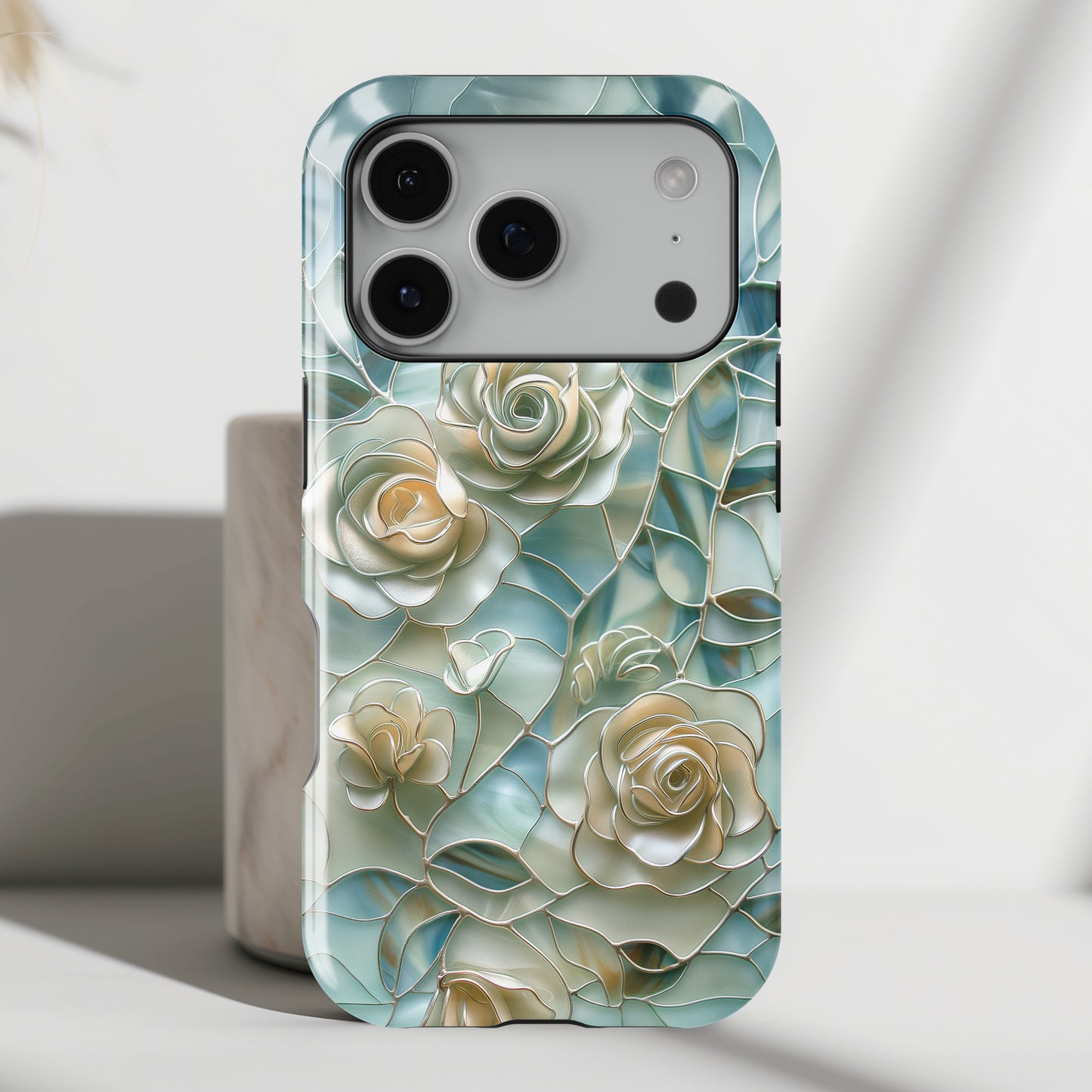 Roses Stained Glass Design Design iPhone Case