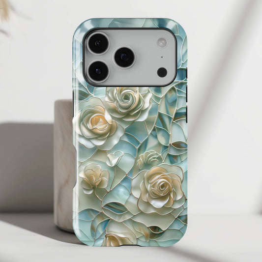 Roses Stained Glass Design Design iPhone Case
