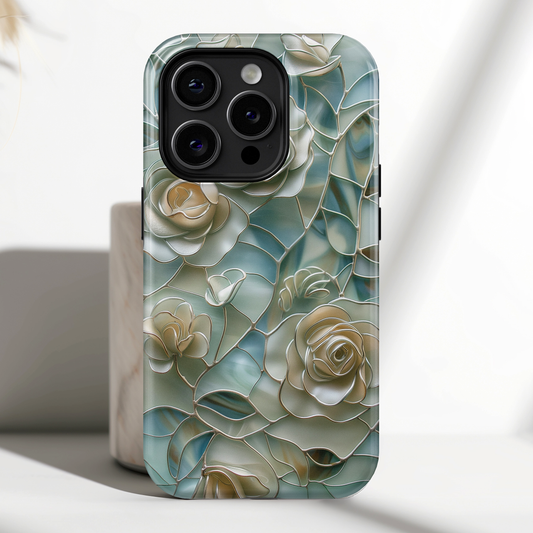 Roses Stained Glass Design Design iPhone Case