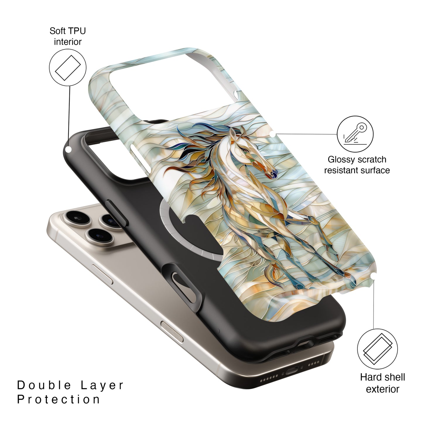 Stained Glass Running Horse iPhone Case