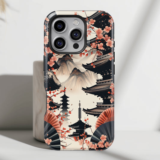 Sakura Pagoda Japanese Art Design iPhone Case