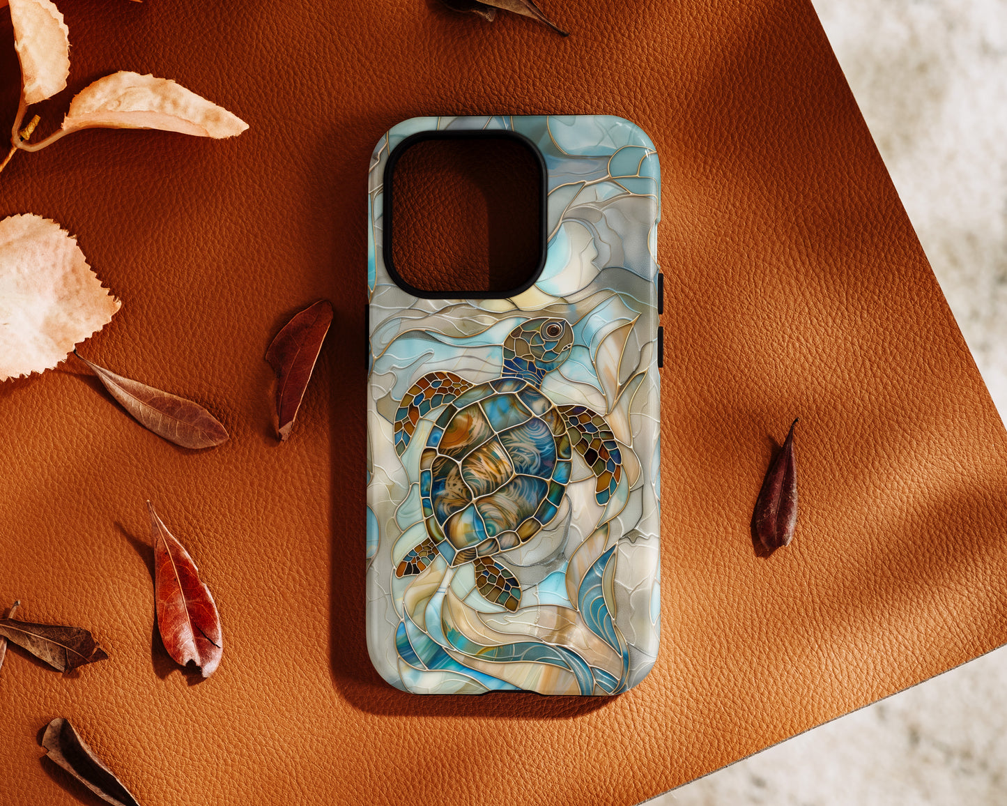 Sea Turtle Stained Glass Design 2 iPhone Case