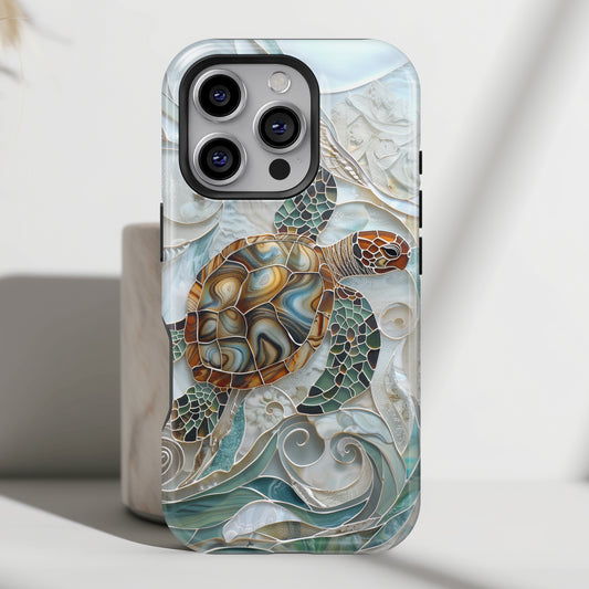 Sea Turtle Stained Glass Design 1 Print iPhone Case
