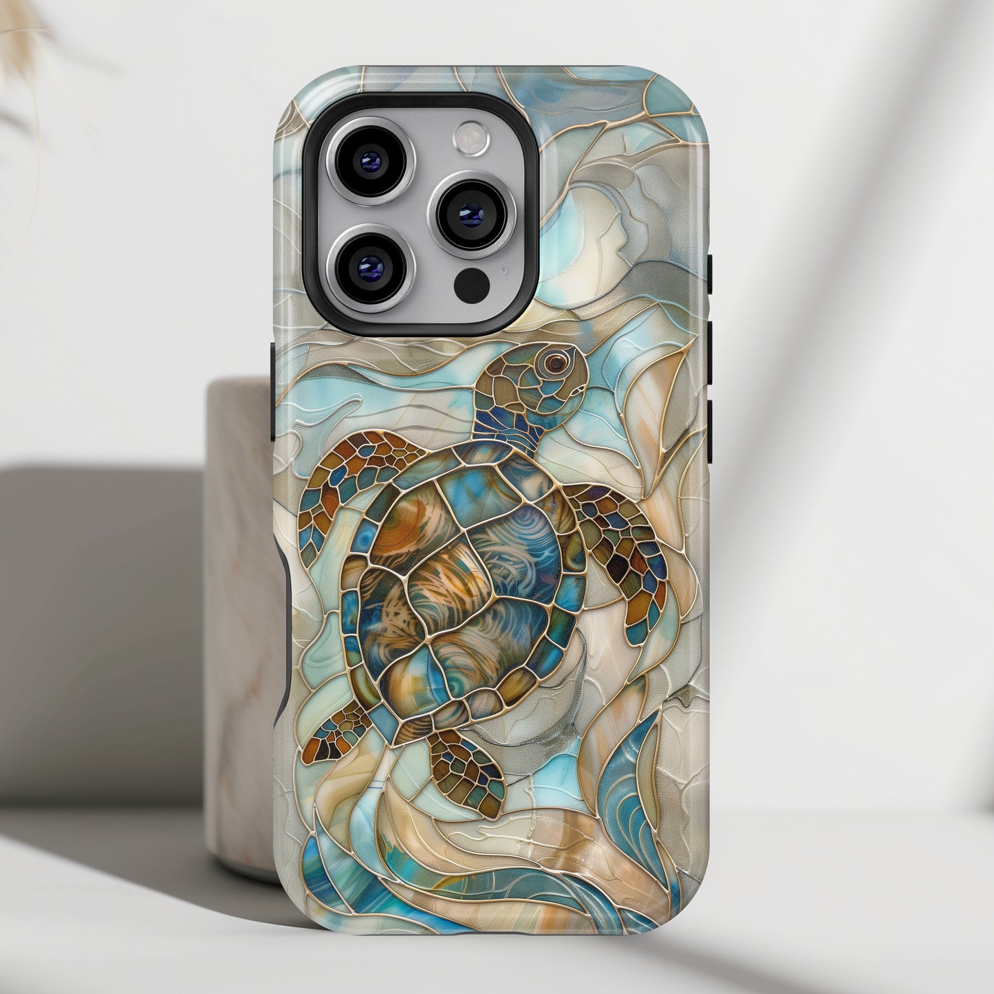 Sea Turtle Stained Glass Design 2 iPhone Case