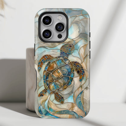 Sea Turtle Stained Glass Design 2 iPhone Case