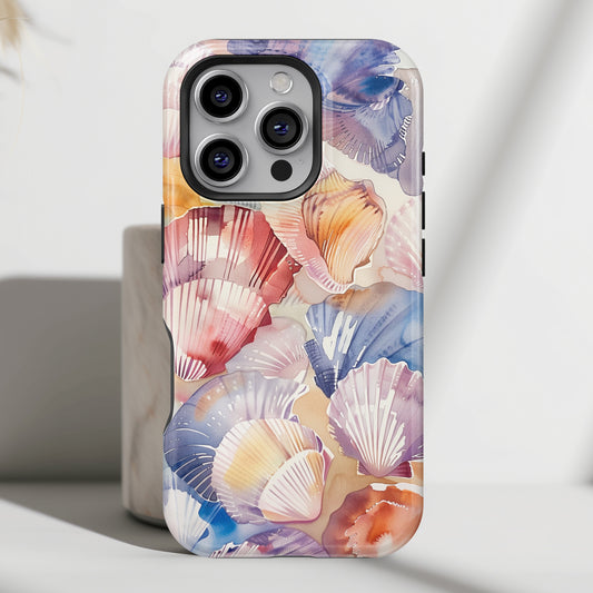 Seashell Watercolour Collage iPhone Case