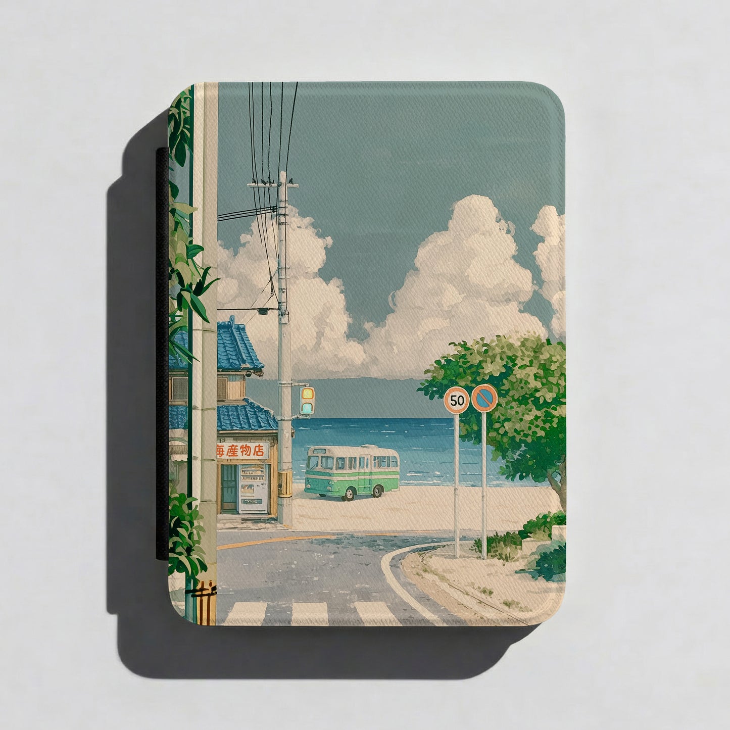 Seaside Nostalgia – Retro Japanese Coastal Design Kindle Case