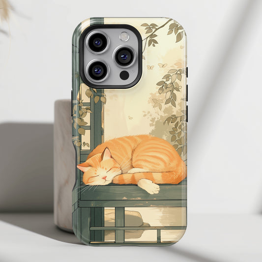 Sleeping Cat in Japanese Art Painting Design iPhone Case