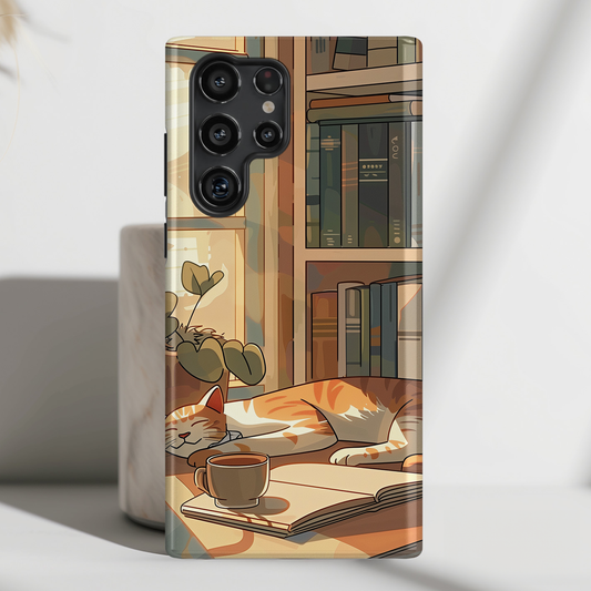 Sleeping Cat Design Samsung Phone Case