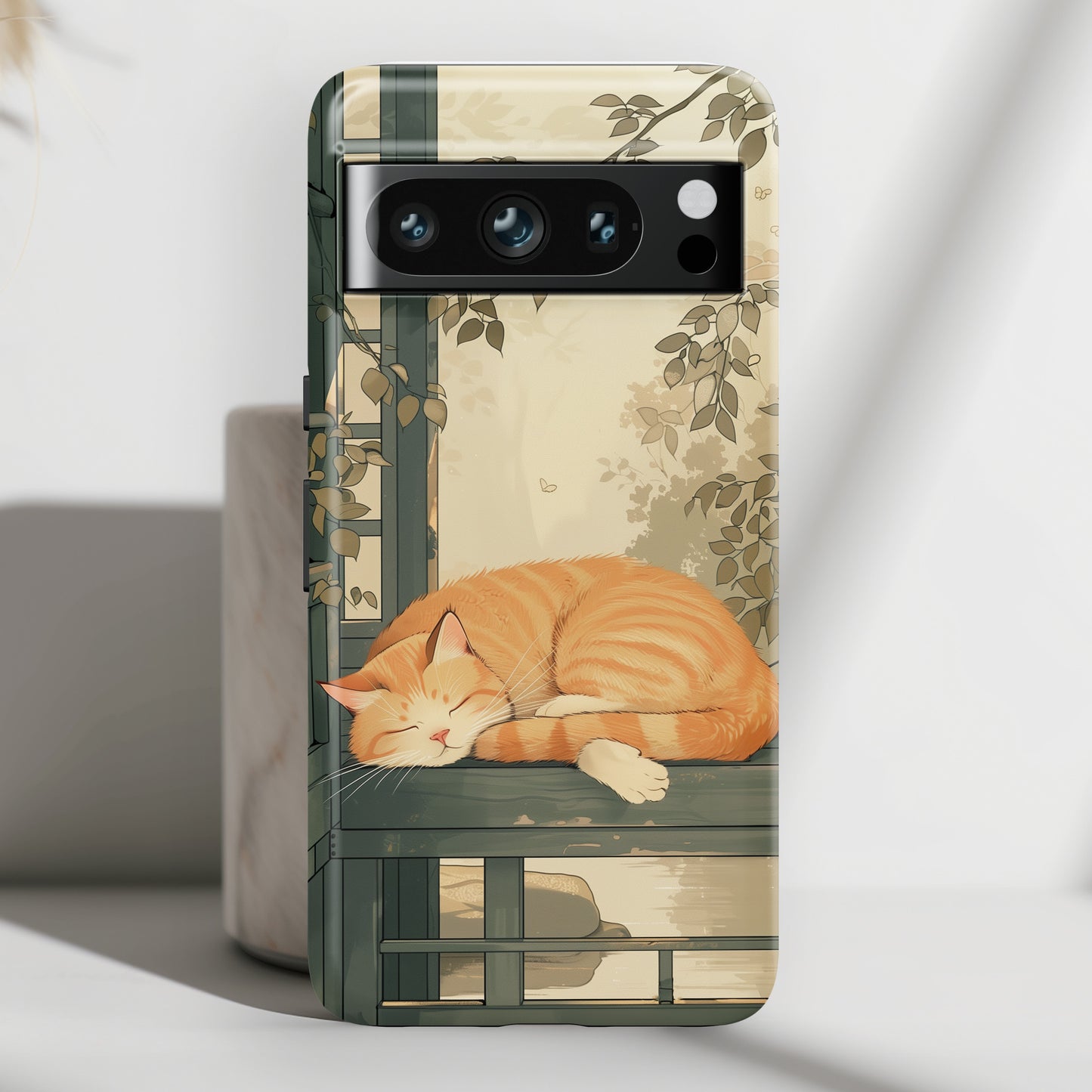 Sleeping Cat in Japanese Art Painting Design Google Pixel Phone Case