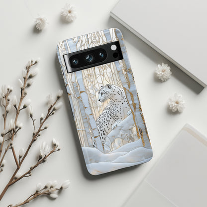 Snow Leopard in Winter Forest Design 1 Google Pixel Phone Case