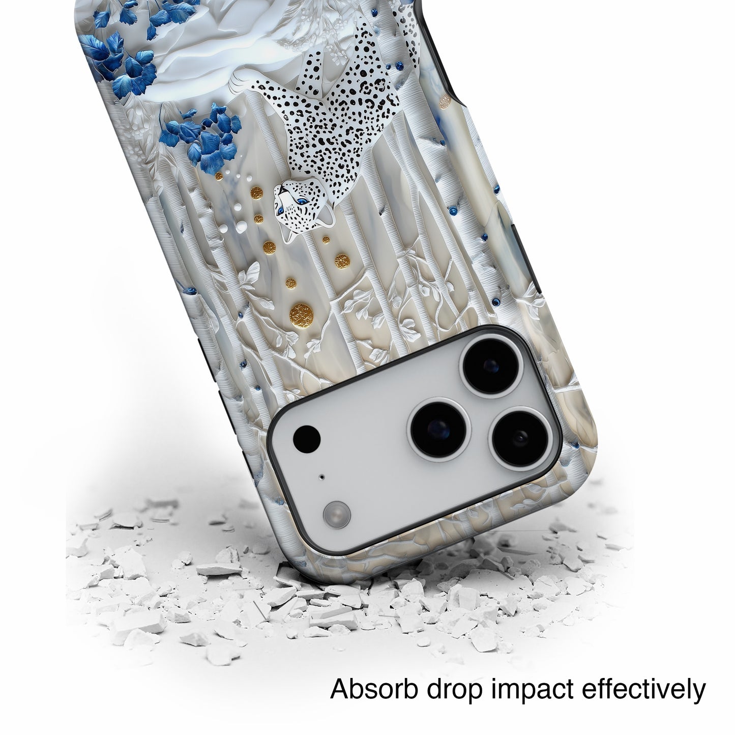 Snow Leopard in Winter Forest Design 2 iPhone Case