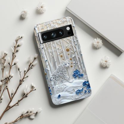Snow Leopard in Winter Forest Design 2 Google Pixel Phone Case