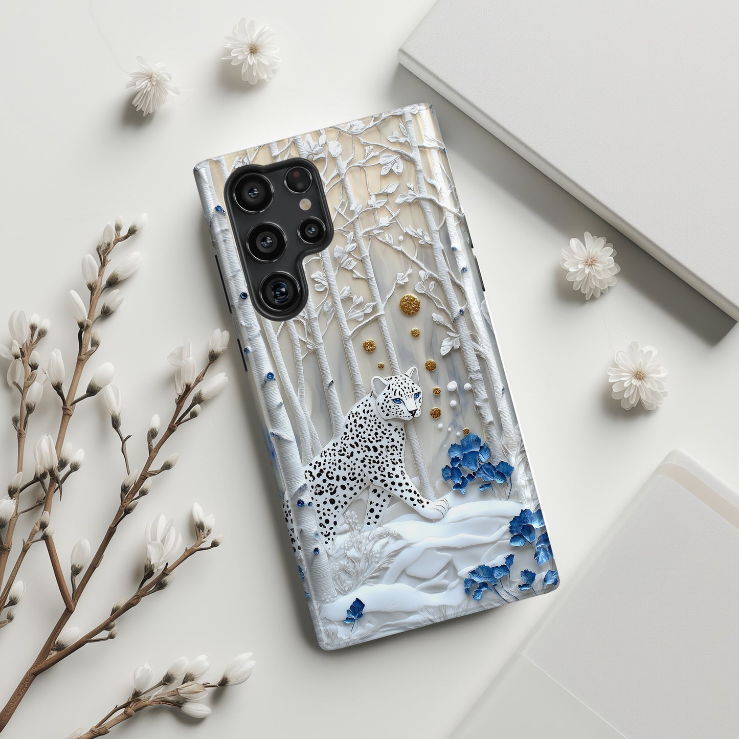 Snow Leopard in Winter Forest Design 2 Case for Galaxy S series Phones