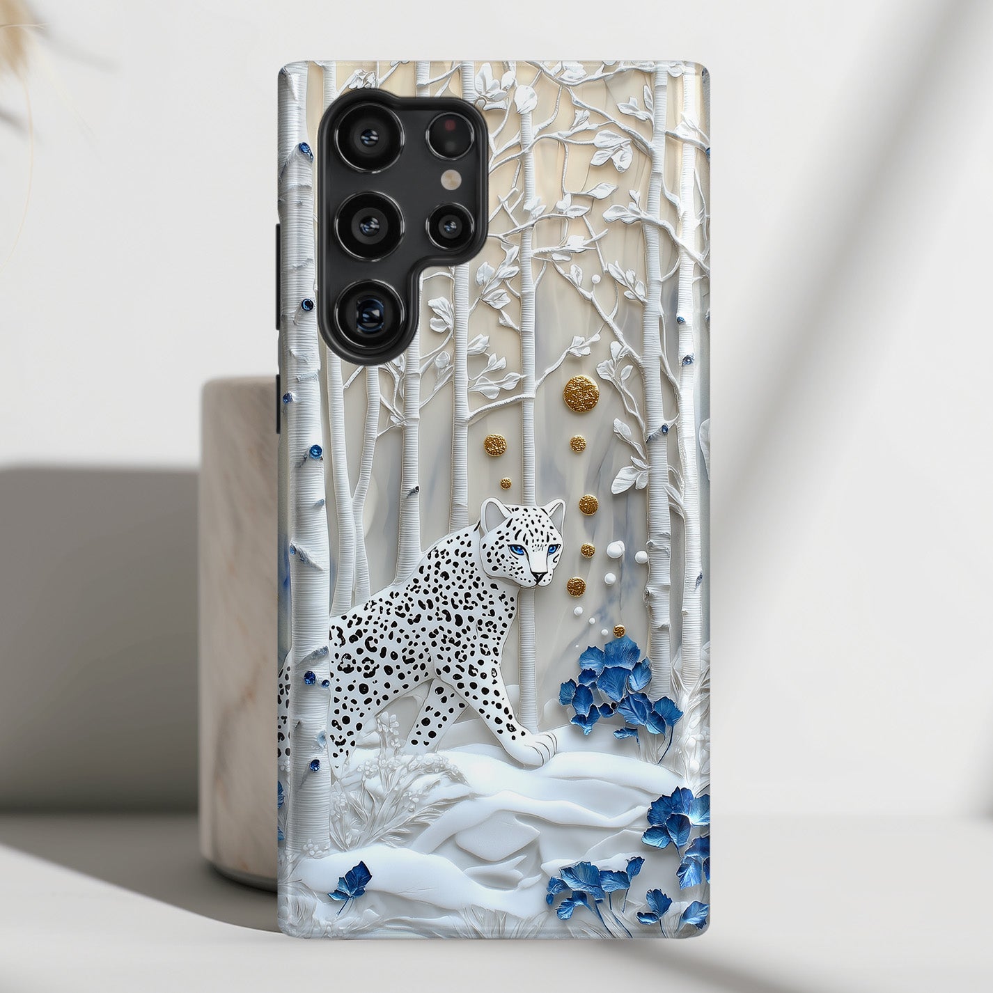 Snow Leopard in Winter Forest Design 2 Case for Galaxy S series Phones