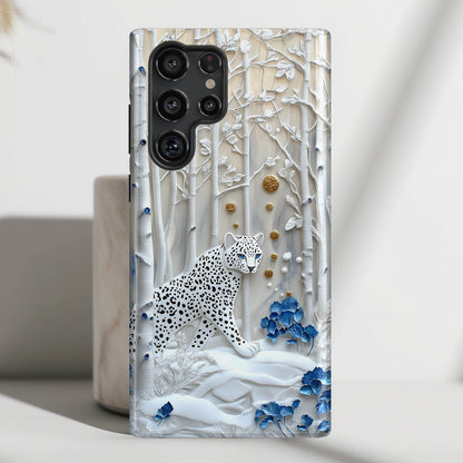 Snow Leopard in Winter Forest Design 2 Case for Galaxy S series Phones