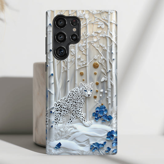 Snow Leopard in Winter Forest Design 2 Case for Galaxy S series Phones