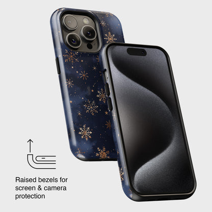 Snowy Starry Night Design iPhone Case