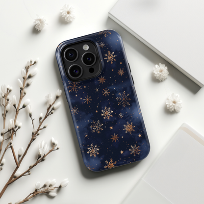 Snowy Starry Night Design iPhone Case