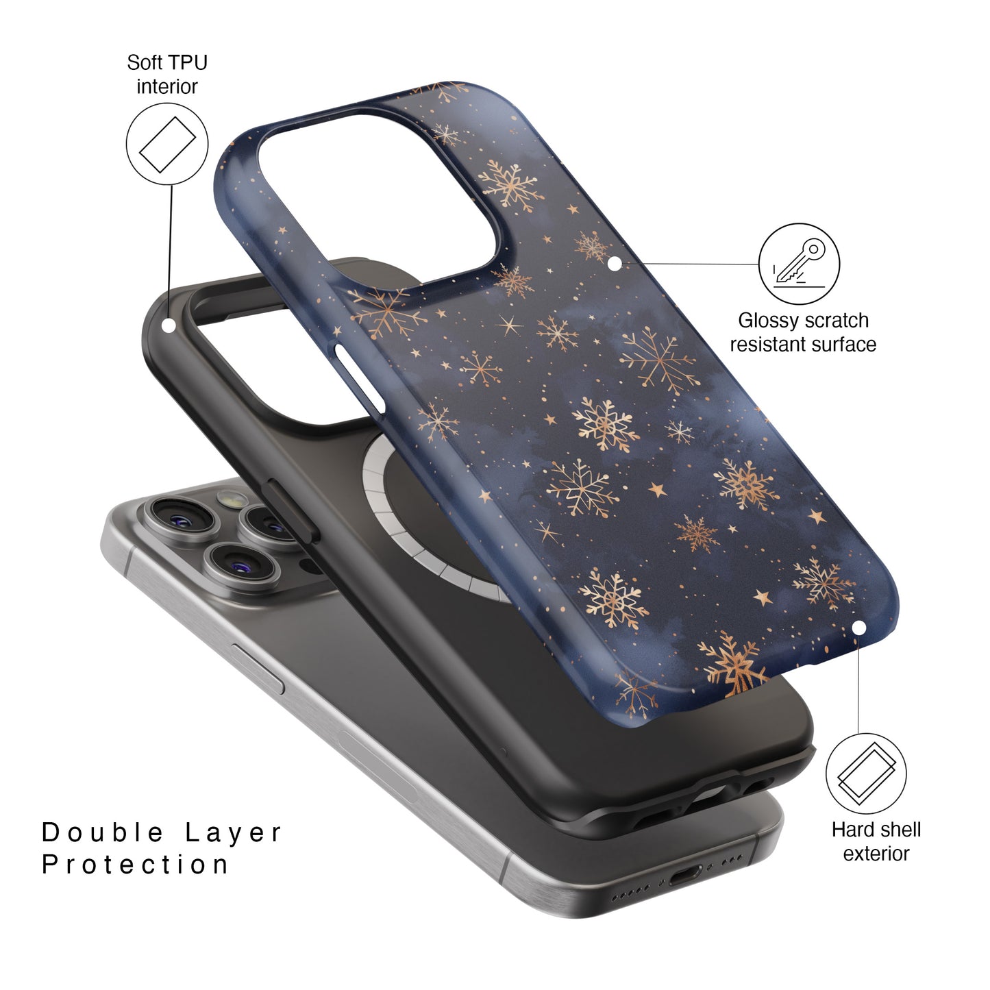 Snowy Starry Night Design iPhone Case