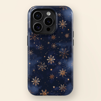 Snowy Starry Night Design iPhone Case