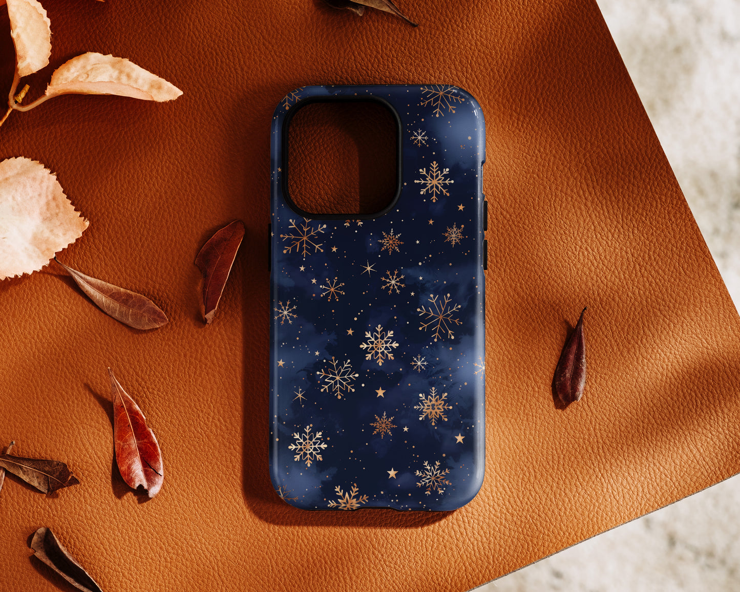 Snowy Starry Night Design iPhone Case