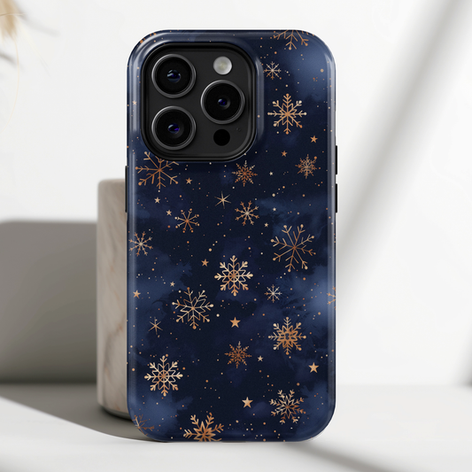 Snowy Starry Night Design iPhone Case