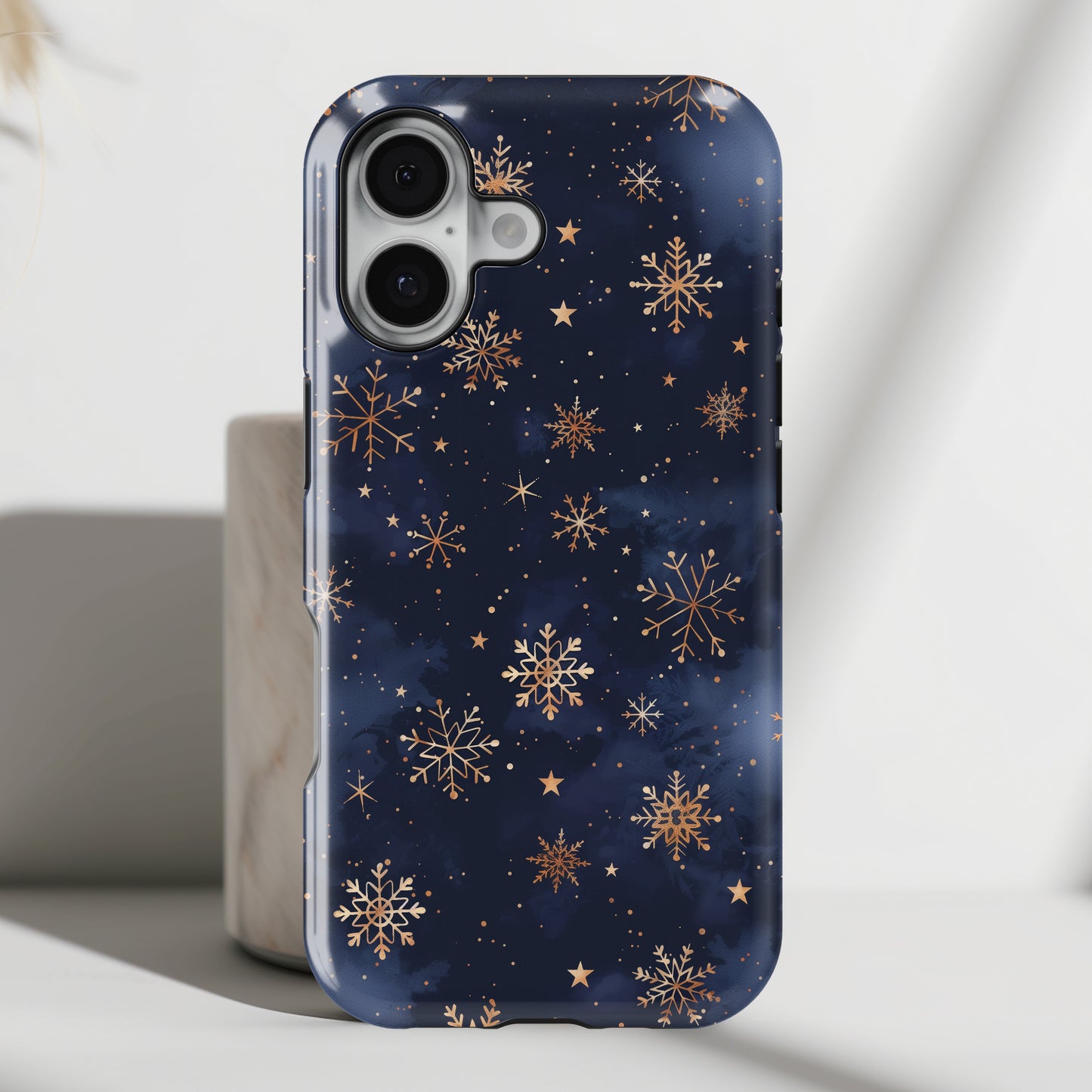 Snowy Starry Night Design iPhone Case