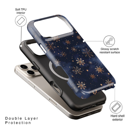 Snowy Starry Night Design iPhone Case
