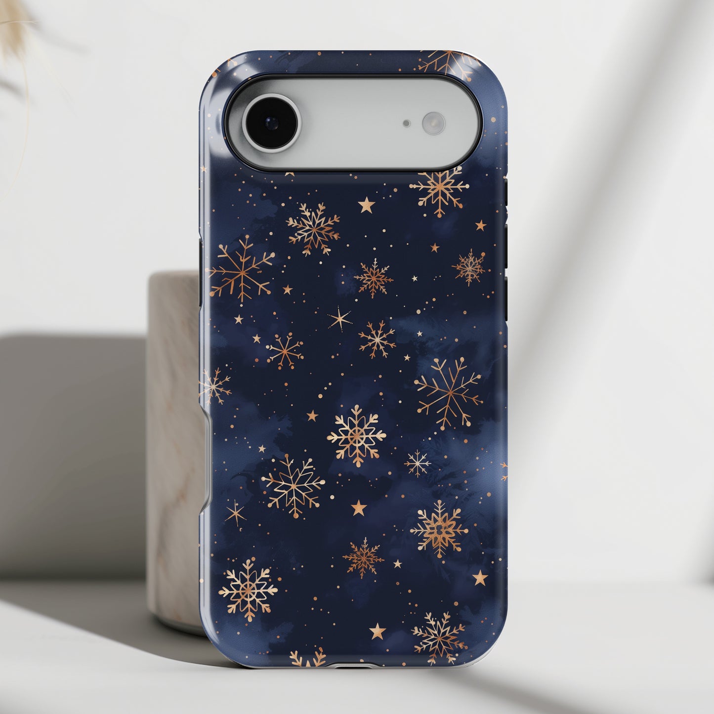 Snowy Starry Night Design iPhone Case