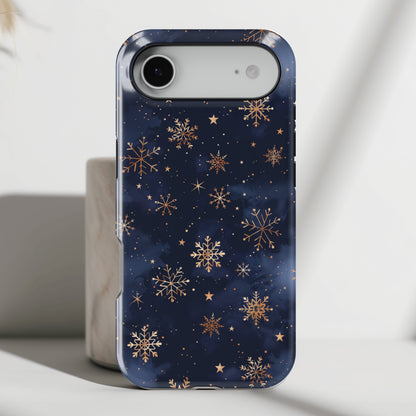 Snowy Starry Night Design iPhone Case