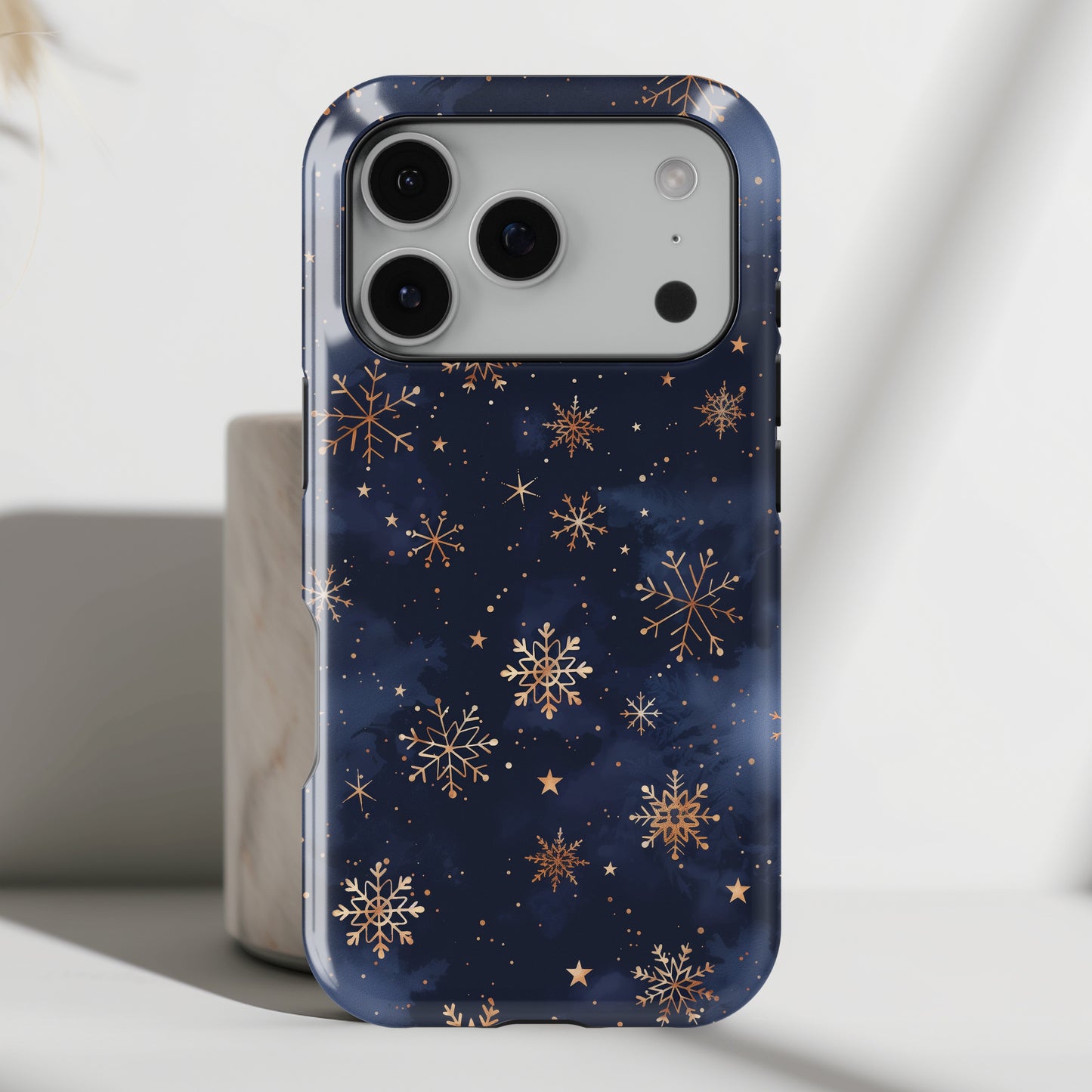 Snowy Starry Night Design iPhone Case