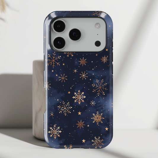 Snowy Starry Night Design iPhone Case