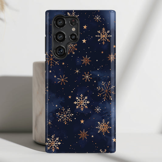 Snowy Starry Night Design Samsung Phone Case