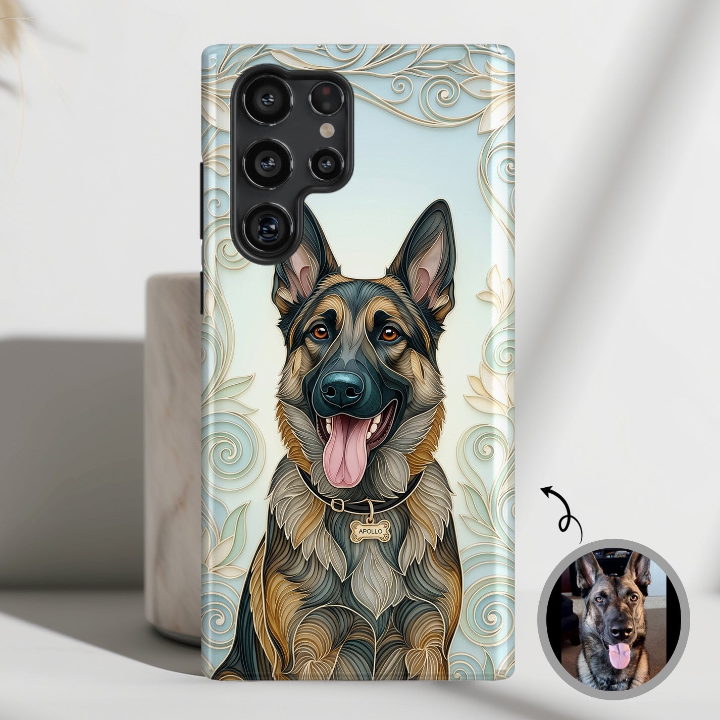 The Elegant Filigree – Custom Pet Portrait Phone Case for Galaxy S series Phones