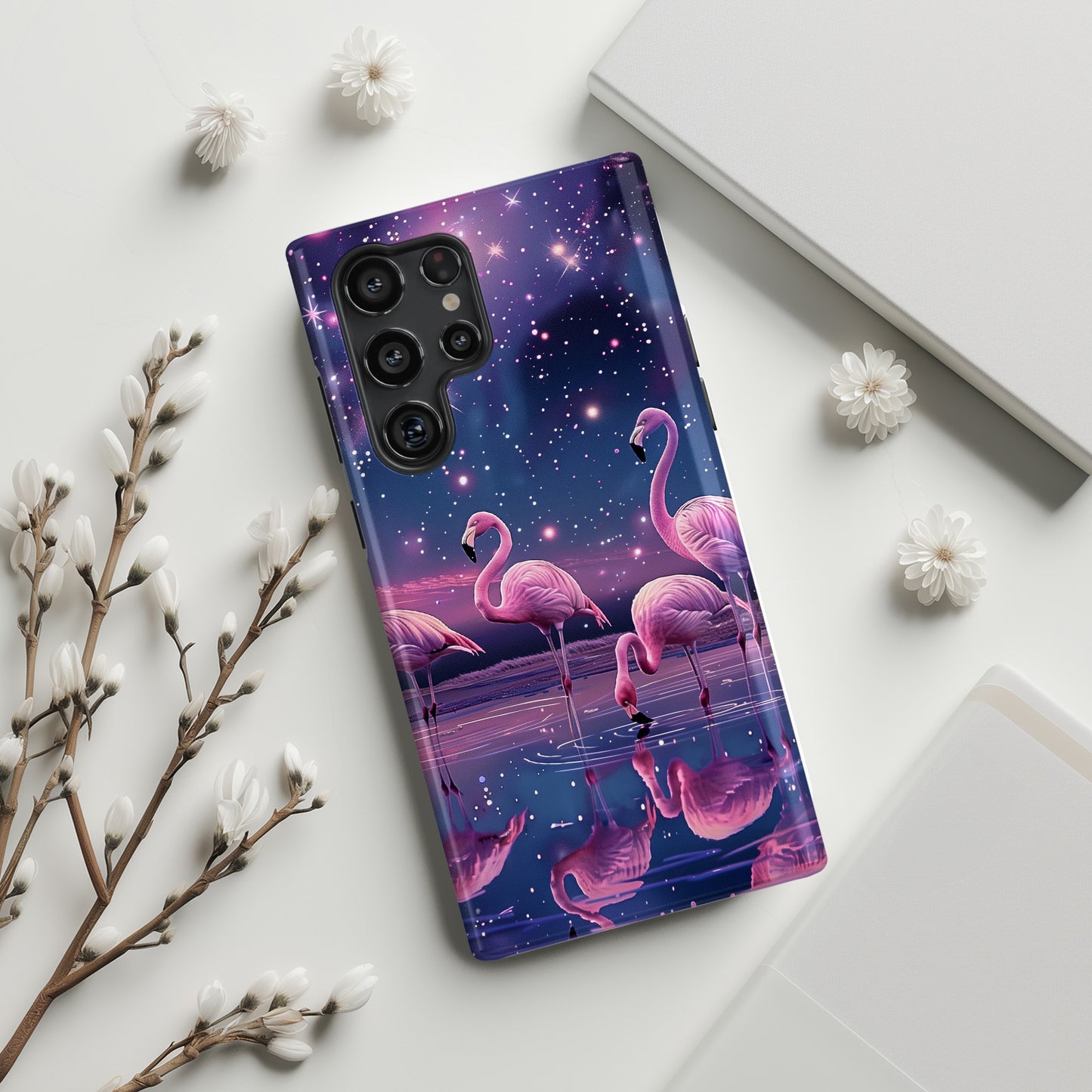 Starry Night Flamingo Design Case for Galaxy S series Phones