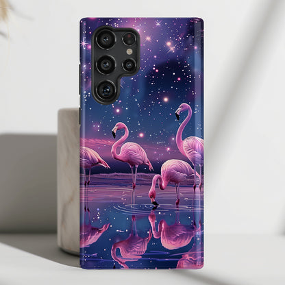 Starry Night Flamingo Design Case for Galaxy S series Phones