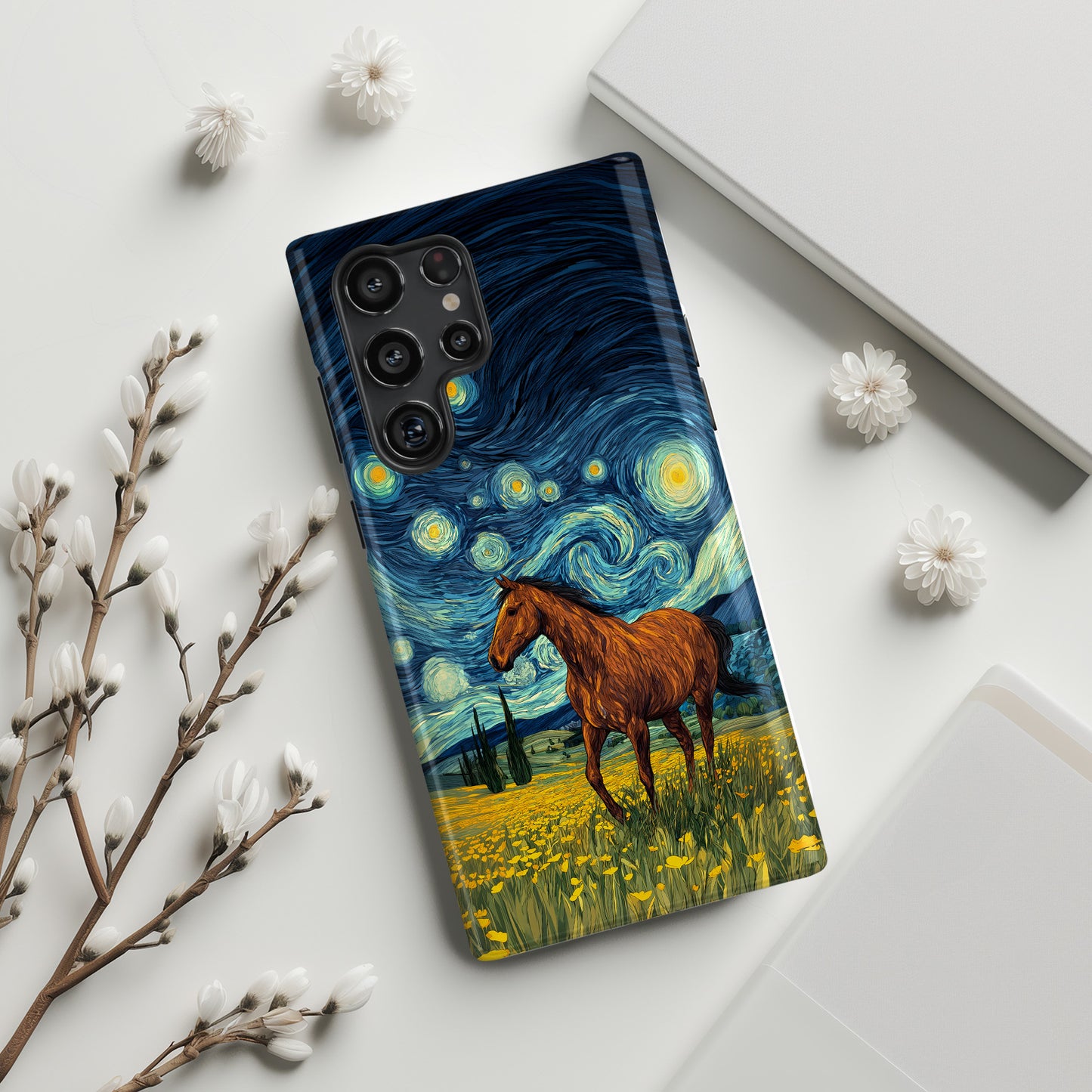 Starry Night Stallion Design Phone Case for Galaxy S series Phones