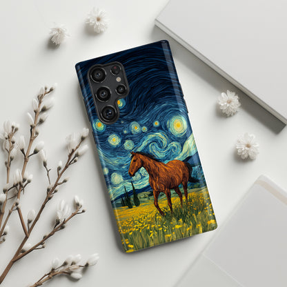 Starry Night Stallion Design Phone Case for Galaxy S series Phones