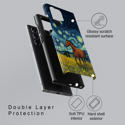 Starry Night Stallion Design Phone Case for Galaxy S series Phones