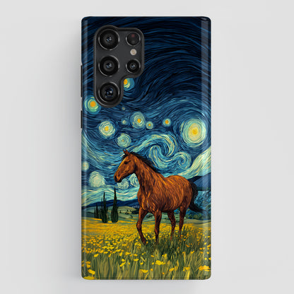 Starry Night Stallion Design Phone Case for Galaxy S series Phones
