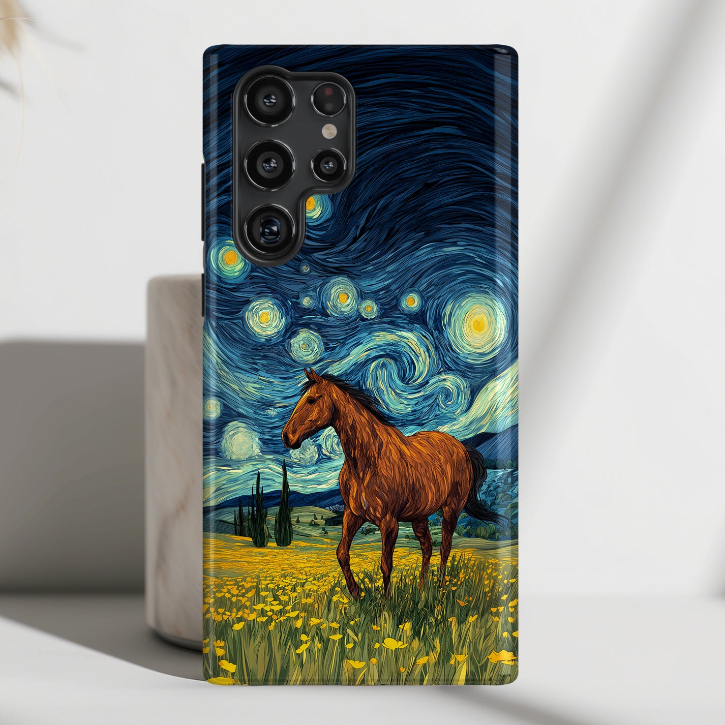 Starry Night Stallion Design Phone Case for Galaxy S series Phones