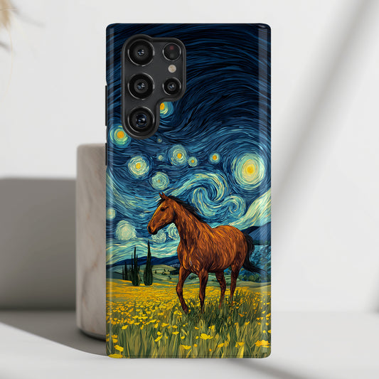 Starry Night Stallion Design Phone Case for Galaxy S series Phones